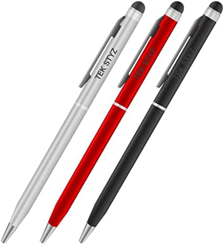 Pro Stylus Pen עבור Niu Tek 3.5d2 עם דיו, דיוק גבוה, צורה רגישה במיוחד וקומפקטית למסכי מגע [3 חבילה-שחור-אדום-סילבר]
